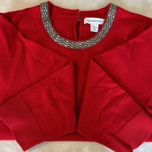 Liz Claiborne XL Red Pullover Crystal Embellished Sweater